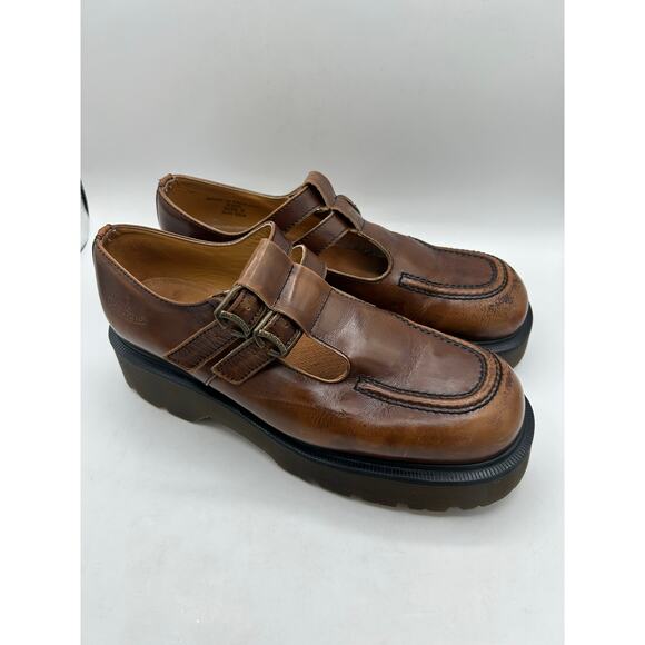 Dr. Martens VTG  Rare Chunky Mary Jane Brown Shoes Made in England US 10 8305 - Picture 2 of 12